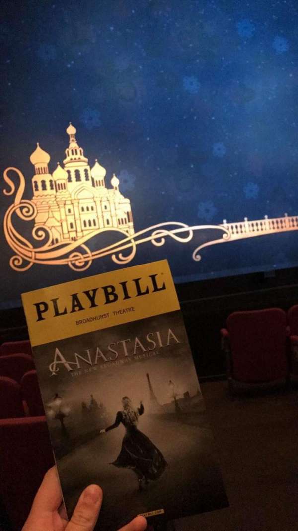 Broadhurst Theatre, section: Orchestra L, row: F, seat: 1