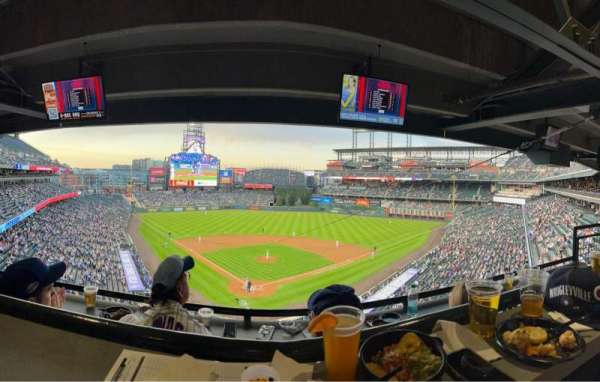 Coors Field, section: Legacy Club, row: 2, seat: 6