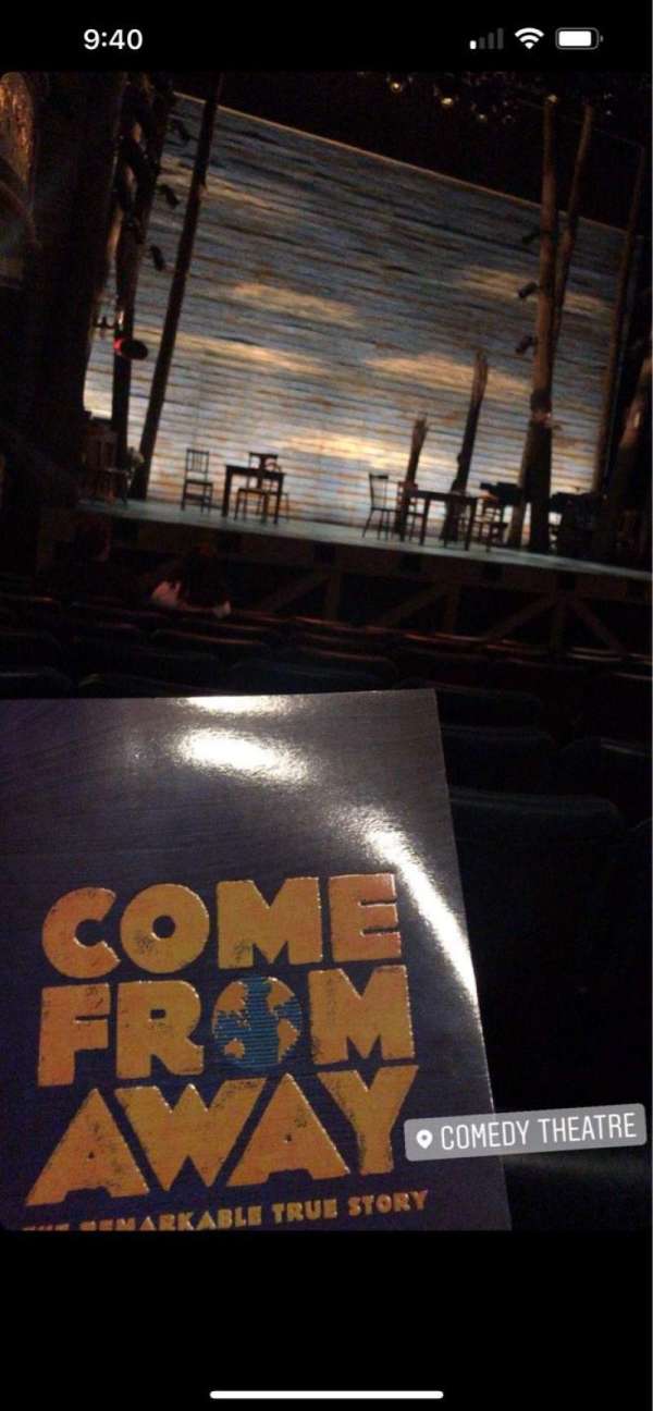 Comedy Theatre, section: Stalls, row: K, seat: 10