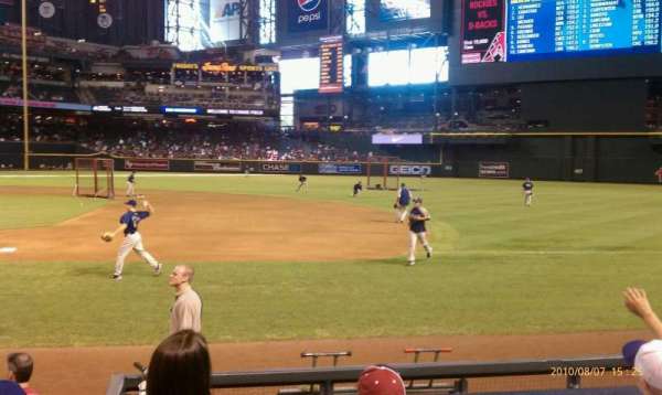 Chase Field, section: A, row: E, seat: 1