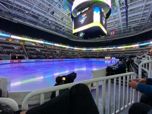 SAP Center, section: 104, row: 4, seat: 1
