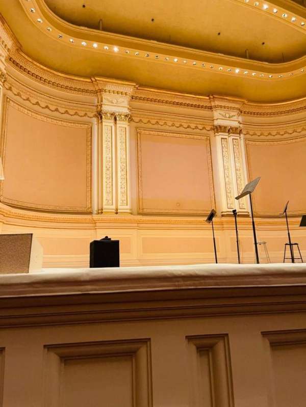 Carnegie Hall, section: Parquet L, row: A, seat: 3