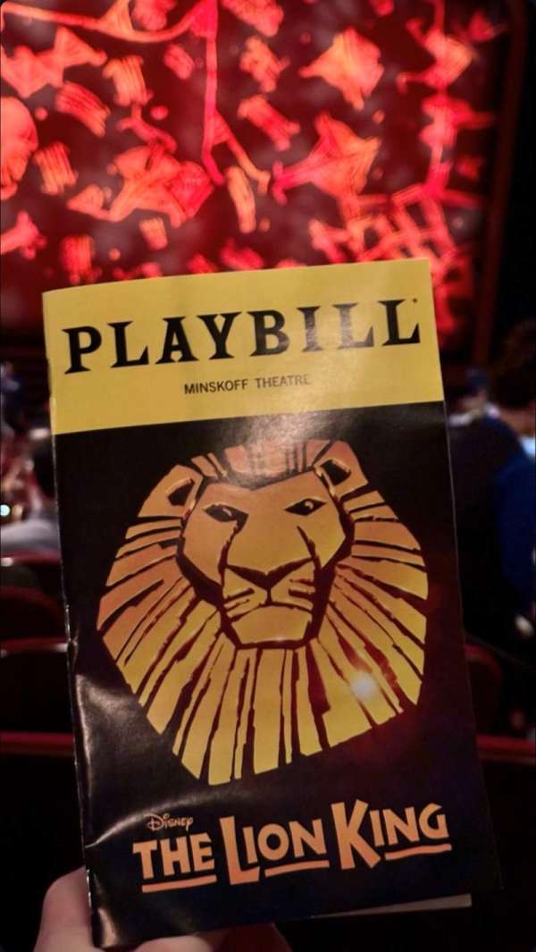 Minskoff Theatre, section: Orchestra L, row: YY, seat: 5
