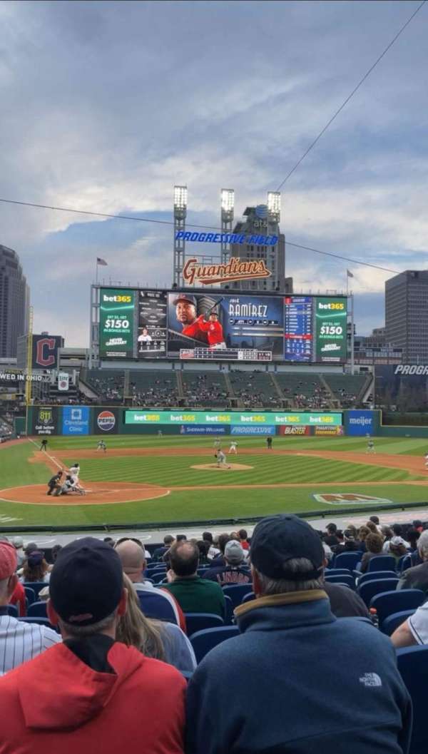 Progressive Field, section: 150, row: V, seat: 8
