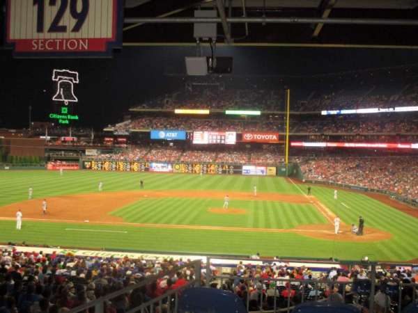 Citizens Bank Park, section: 129, row: 40, seat: 1