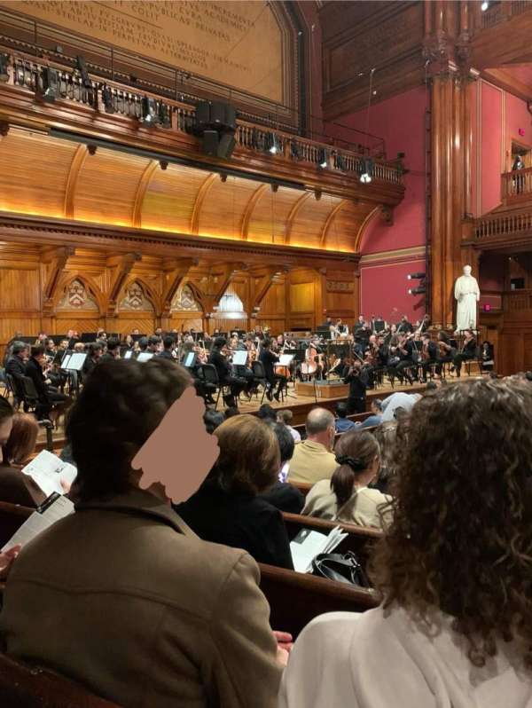 Sanders Theatre, section: Mezzanine, row: E, seat: 2