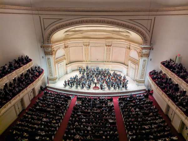 Carnegie Hall, section: Lower Balcony RC, row: A, seat: 104
