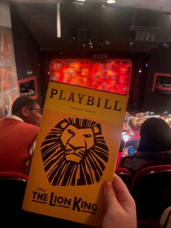 Minskoff Theatre, section: Mezzanine, row: J, seat: 103