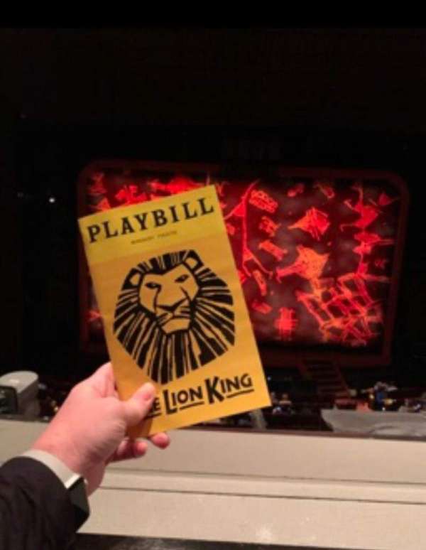 Minskoff Theatre, section: Mezzanine, row: A, seat: 122
