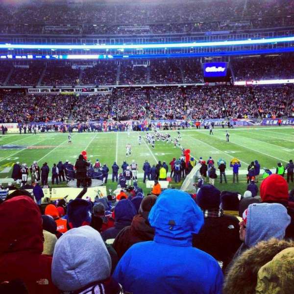 Gillette Stadium, section: 108, row: 18, seat: 19