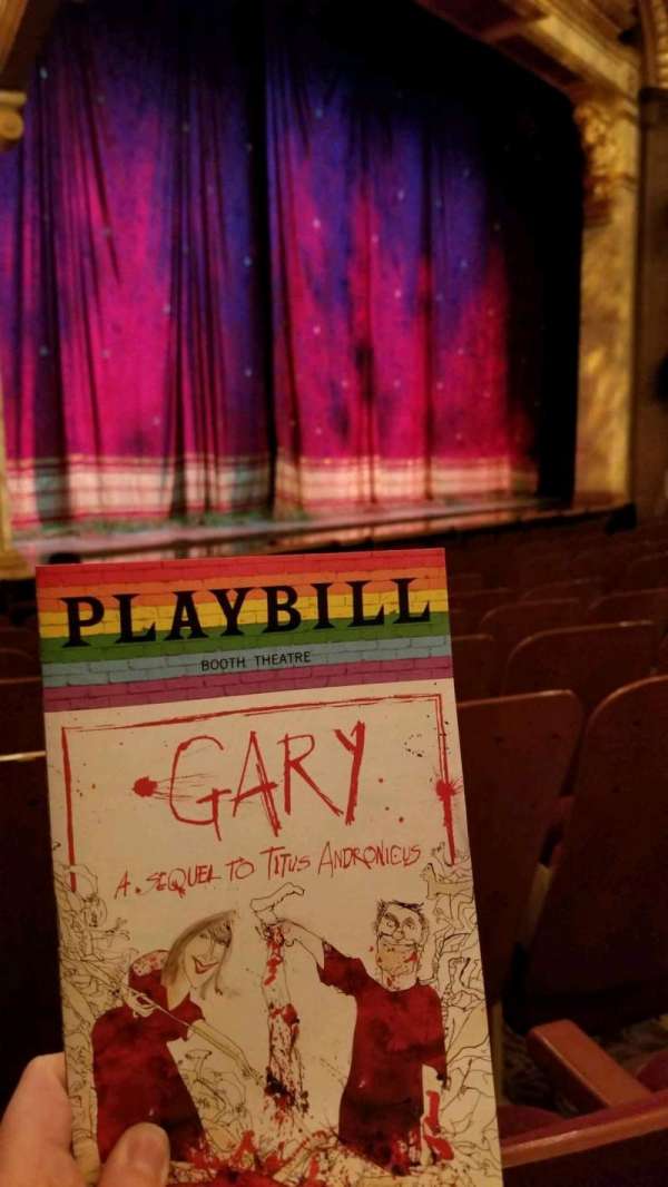 Booth Theatre, section: Orchestra L, row: G, seat: 15