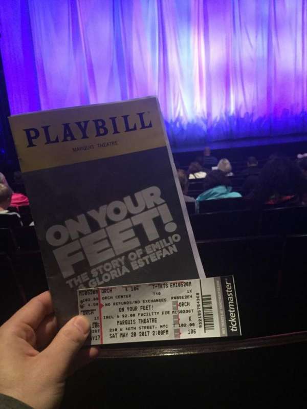 Marquis Theatre, section: Orchestra C, row: K, seat: 106