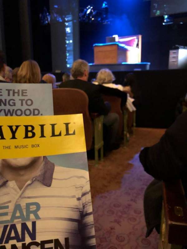 Music Box Theatre, section: Orchestra R, row: F, seat: 2
