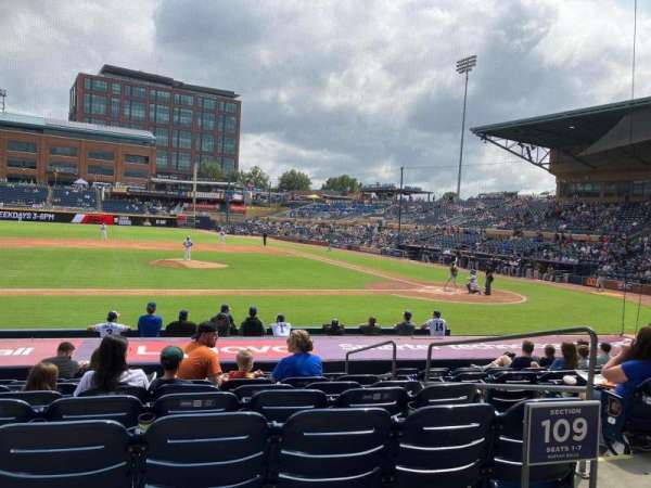 Durham Bulls Athletic Park, section: 109, row: K, seat: 3