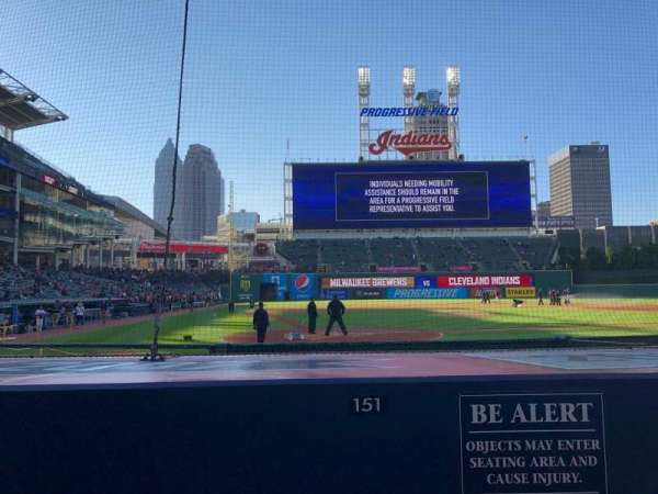 Progressive Field, section: 151, row: G, seat: 3