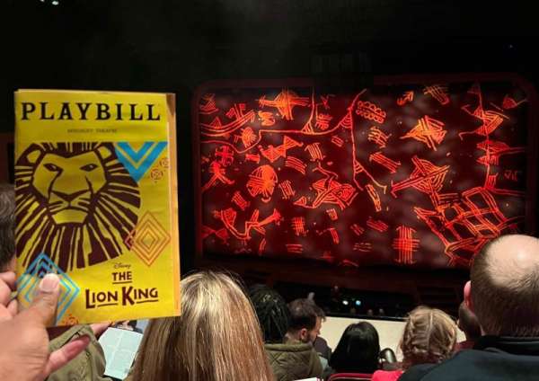 Minskoff Theatre, section: Mezzanine, row: D, seat: 132