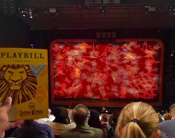 Minskoff Theatre, section: Mezzanine, row: F, seat: 124