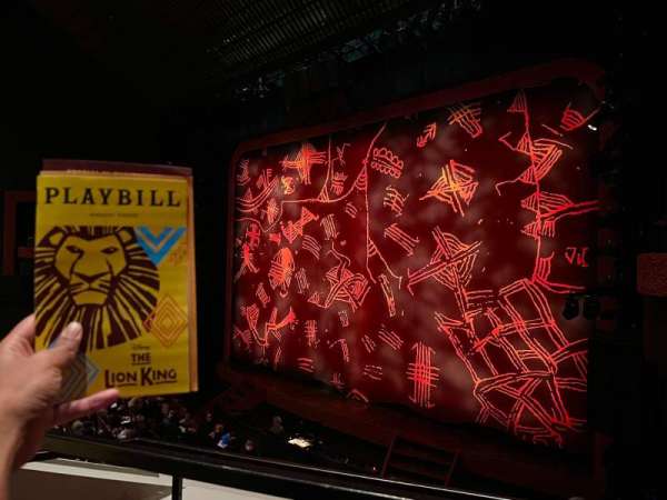 Minskoff Theatre, section: Mezzanine, row: BB, seat: 10