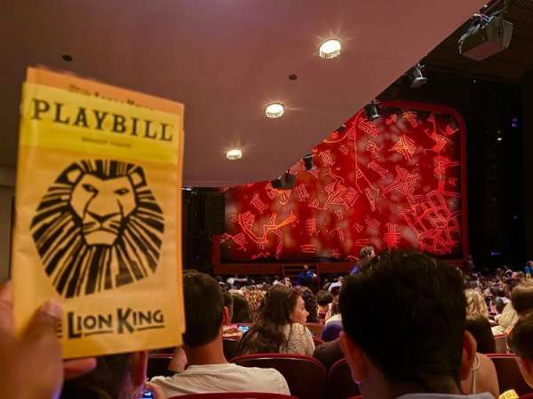 Minskoff Theatre, section: Orchestra L, row: V, seat: 15