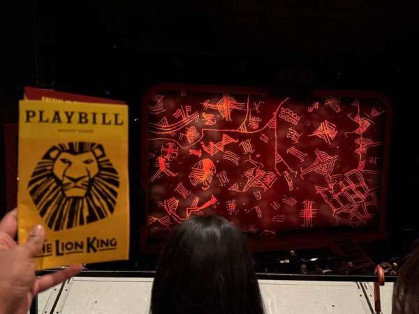 Minskoff Theatre, section: Mezzanine, row: B, seat: 107