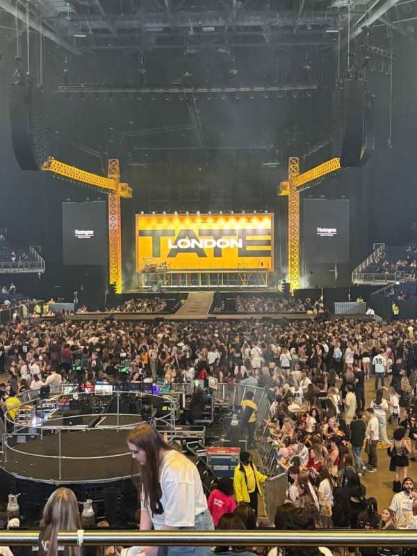 The O2, London, section: 107, row: Q, seat: 208